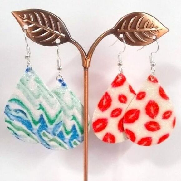Jewelry - Sparkling Smooches & Stormy Waves Teardrop Earring Duo